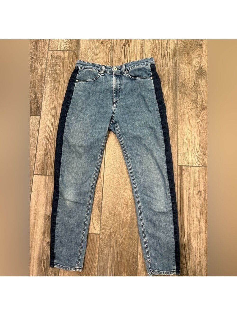 Rag & Bone Mazie High Waist Skinny Fit Crop Tuxedo Stripe Jeans Size 28
